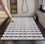 Homecloud Non-Slip Shower Mat for Bathroom & Bathtub – Anti-Skid Mat with Strong Suction Cups, Drainage Holes & Foot Massage Surface – Exfoliating Textured Bath Mat for Adults & Kids (Vent_Light Grey)