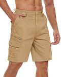 TACVASEN Mens Summer Shorts Wear-Resistant Cargo Shorts Elastic Waist Work Shorts Multi Pockets Outdoor Hiking Shorts (36, Khaki)