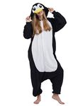 Women's Adult Pajamas Unisex Animal Onesies Novelty Pyjamas Nightwear Halloween Homewear Cosplay Costume Loungewear Onepiece, Black Penguin, XL( 178-187CM )