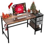 HOMIDEC Computer Desk, Office Work Desk for student and worker, Writing Desk with drawer and Headphone Hook, Laptop Table with shelves, Modern Style Desks for Bedroom, Home, Office(120x50x75cm)