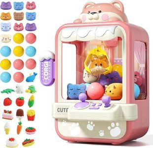 Jovow Claw Machine for Kids, Mini Vending Machine with Music, Prize Dispenser Toys for Girls and Boys, Electronic Claw Game Machine for Party Birthdays, Includes 35 Mini Toys (Small)