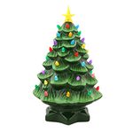 Mr. Christmas Nostalgic Ceramic Christmas Tree with LED Lights Indoor Decoration, 14 Inches, Green