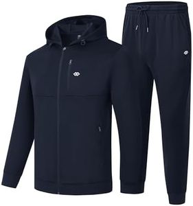 MoFiz Homme Survêtement Ensemble à Capuche Veste Zippée Manches Longues et Pantalon de Jogging Long Combinaison de Sport Décontractée Bleu EU M