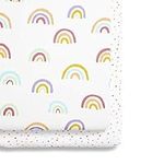 2 Pack Crib Fitted Sheets 44 x 80cm – Rainbow Design – Light, Breathable & Luxurious Jersey Cotton Made To Last & Designed To Fit SnüzPod Bedside Cribs