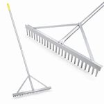 Colwelt Aluminum Landscape Rake -24Tines/24 Inch Head, Screening Rake for Beach and Lawn Care with 68" Handle