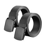 Heshebuy 2 Pieces Nylon Canvas Belt for Men and Women Commuter All-match Automatic Buckle Belt Outdoors, Military Tactical Belt For Leisure Sports (2 Pcs Black)