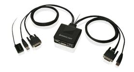 IOGEAR 2-Port USB DVI Cable KVM Switch with Cables and Remote, GCS922U