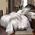 Beyeutao Duvet Cover Double Size Lace Elegant Paisley Bedding Damask Fabric Gray Duvet Set Jacquard Duvet Cover Set 3 Piece Bedding Set Duvet Pillowcases. (Gray, Double)