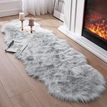 CottonFry Faux Fur Wave Size Rug for Bedroom, Fluffy Soft Sheepskin Rug, 2.5x5ft Plush Area Shaggy Rugs Floor Carpets for Nursery Bedside, Cute Fuzzy Home Decor (Grey, Wave (2.5X5))