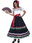 Smiffy's Women's Authentic Western Sexy Senorita Costume with Dress and Sash, Multi, Large