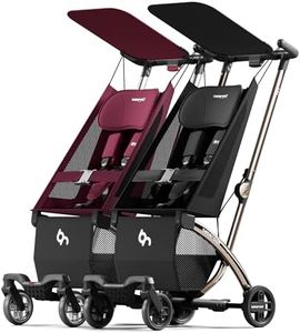 Beberoad Love R1 Auto-Folding Ultra Lightweight Double Stroller Twin Strollers, Side by Side Stroller for Babies Aged 6-36 Months, Only 23.5 lbs, Can Turn into Two Single Strollers, Red and Black