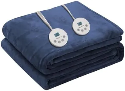 Wapaneus Heated Blanket Electric Queen Size 84"x90"-Dual Control with 10 Heat Levels 12 Timer Settings and 8 Hours Auto-Shut Off,Fast-Heating Electric Blanket,ETL Listed Machine Washable,Dark Blue