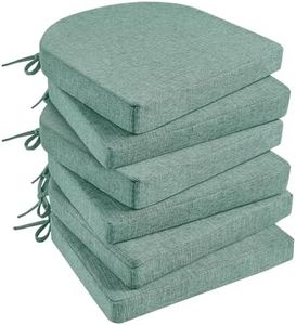 Basic Beyond Chair Cushions for Dining Chairs 6 Pack, Memory Foam Chair Cushion with Ties and Non Slip Backing, 16 x 16 inches Chair Pads for Dining Chairs(Green)