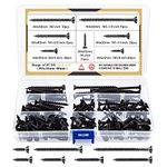 TUPARKA 180 Pcs M4 Black Wood Screw Assortment Coarse Thread Harp Point Self Tapping Screws 7 Sizes Drywall Screws for Drywall Sheetrock Wood Furniture and Cabinet (Black)