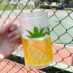 TRAY Frosty Chiller Beer Mug Double Wall Freezing Gel Inside Transparent Glass Mug 400 ml Fake Fun Double Layer Beer Mug for Chilled Beer for Long Time Cold Drink Beer Mug