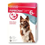 Beaphar, FIPROtec Spot-On for Medium Dogs (10-20kg), Kills Fleas and Ticks, Vet Strength Treatment, Clear, 6 Pipettes