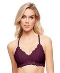 Jenny Jen Katie Triangle Bralette for Women, Unpadded and Unlined Wireless Bra, Perfect Adjustable Everyday Lace Lingerie (Small, Burgundy)