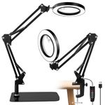 Lychee 10X Magnifying Glass with Light and Stand, 3 Color Modes Stepless Dimmable Glass Magnifying Hands Free 2-in-1 Desk Lamp with Heavy Base Clamp, LED Lighted Magnifier for Repair Crafts Close Work