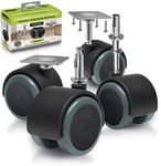 Slipstick CB681 2 Inch Floor Protector Rubber Caster Wheels (Set of 4) 5/16 Inch Stem or Top Plate Mounting Options - Black/Gray