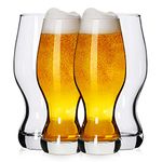 LUXU IPA Beer Glasses(Set of 4),16 oz Pilsner Beer Glasses,Craft Beer Bar Glasses,Lead-free Drinking Glasses,Ideal Gifts for Lager,Ale or Craft Beer Lovers-Crystal Clear