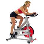 Sunny Health & Fitness Exercise Cycle Bike Pro Indoor Stationary Bike with 18 KG (40 LBS) Flywheel Chain Drive Dual-Felt Resistance and Emergency Stop Brake for Home Gym - SF-B901
