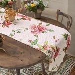 DaDalogy Bedding Romantic Roses Quilted Dining Table Runner - Lovely Floral Red Pink Flower Blossoms Garden Dainty Cottage Picnic - Elegant Decorative Coffee Bar Kitchen Tea Mat - 13" x 54"