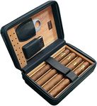 Prestige Import Group - The Manhattan Ostrich Motif Leather Travel Humidor Cigar Case with Zipper Closure - Color: Black