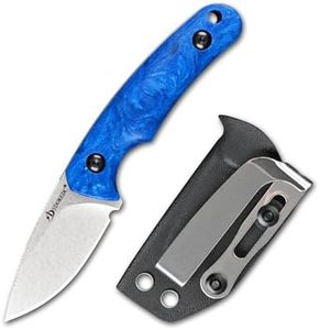 SDOKEDC Knives DC53 Steel Hunting Small Fixed Blade Knife with kydex sheath for Men EDC Outdoor Camping Survival (White/Blue)