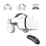 VR Headset Compatible with iPhone & Android Phone - Bluetooth Virtual Reality Goggles with Remote Control 3D VR Glasses Play Mobile Games Watch 3D Movies Gift for Adults/Kids Eye Protection (White)