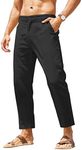 COOFANDY Men's Cotton Linen Pants Elastic Waist Lightweight Casual Pants Slim Fit Yoga Beach Pants with Pockets