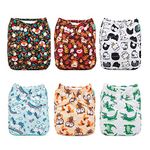 ALVABABY Pocket Cloth Nappies Reuseable Washable 6PCS Diapers + 12PCS Inserts 6DM14-UK