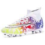 VTASQ Football Boots Men's Breathable Turf High Top Spikes Soccer Shoes Outdoor Cleats Professional Athletics Sneakers Teens Wear-Resistence Soccer Shoes Unisex T2023-W/T-5UK