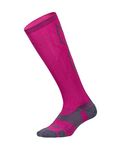 2XU Vectr L.Cush Full Length Socks, Hot Pink/Grey, M2