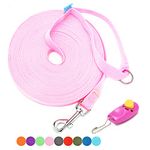 BAAPET 15 ft, 20 ft, 30 ft, 50 ft, 100 ft Long Leash for Dog Cat Training, Play, Camping, or Backyard Lead with Free Training Clickers for Small, Medium and Large Dogs or Cats (30 Feet, Pink)