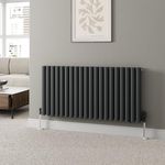 DuraTherm® 600 x 1200mm Anthracite Horizontal Designer Radiator Double Column Oval Tube Modern Central Heating Panel Bathroom Radiators