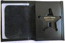 HERO'S PRIDE BI-FOLD RECESSED 5 PT STAR BADGE WALLET, Black, 2-5/8 in X 2-5/8 in