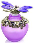 YUFENG 40ml Fancy Purple Gragonfly Empty Refillable Glass Perfume Bottle,Retro Frosted Butterfly Lid Perfume Bottle