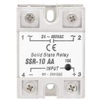 AA 10A Relay Solid, 240v relay switch State Relay, Solid State Relay AC to AC Input 90 to 250V AC Output 24 to 480V AC Relay Solid State Relay Module