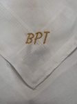 Set of 6 Embroidered/Monogrammed Gents Handkerchiefs (M)