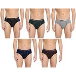 Dixcy Scott Men's Pure Cotton Regular Solid Briefs (Pack of 5) (REPLAYBRIEF-P5_Black/Grey Melange/Olive/Deep Blue/Coffee Brown_Large)