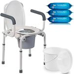 DMI Portable Commode Kit, Includes DMI Drop Arm Commode, DMI Bedside Commode Replacement Bucket with Lid & Handle, and HealthSmart 180 Count Flushable Wipes