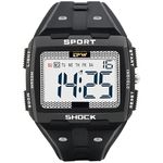 Omana Mens Digital Sports Watch, Big Numbers, Waterproof with Large Display Face, Running Outdoor Military, Timer/Alarm/Shock Resistant/Backlight, Black, Black, strap