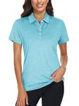 TACVASEN Women's Golf T-Shirt Dry Fit Short Sleeve Collar Polo Shirts with Buttons Sport, Water Blue, M