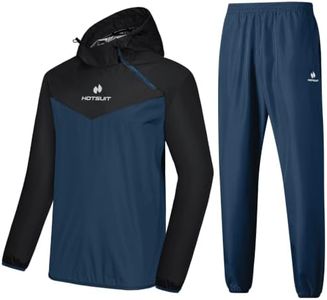 HOTSUIT Sauna Suit for Men Sweat Sauna Jacket Pant Gym Workout Sweat Suits, Bluegray, XL