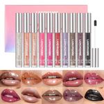 LANGMANNI 10 Colors High Shine Lipgloss Set,Long Lasting Diamond Gliter Shimmer Liquid Lipstick Set,Hydrating,Moisturizing Lip Gloss Kit Gift Makeup For Girls (SET A)