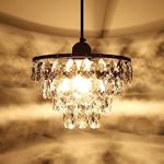 Luupyia Black Crystal Pendant Light Small Chandelier, 47.24 Inches Height Adjustable, Modern Hanging Lights Fixtures Black Crystal Chandelier for Hallway Bedroom Kitchen Island E26