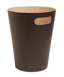 Umbra Woodrow, 2 Gallon Modern Wooden Trash Can Wastebasket or Recycling Bin for Home or Office, Espresso