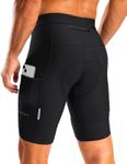 Men's Bike Shorts 4D Padded Cycling Shorts for Men Road Riding Biking Bicycle Zipper Pockets(Black,L)