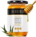 Berringa Certified ORGANIC Eucalyptus Honey 1KG - Australian Raw Honey | Unfiltered | 100% Pure Genuine Locally Sourced | Cold Extracted | Non-GMO Superfood | Gluten Free Food | Bulk Honey