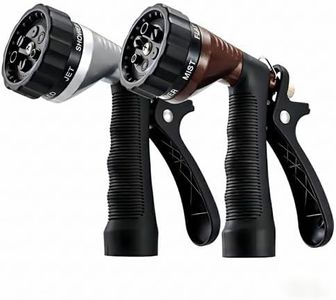 GREEN MOUNT 2-Pack Water Hose Nozzle, Heavy Duty Zinc Alloy Sprayer, Adjustable Jet to Shower, Leakproof Trigger Lock for Garden Car Pet Wash, Silver & Bronze